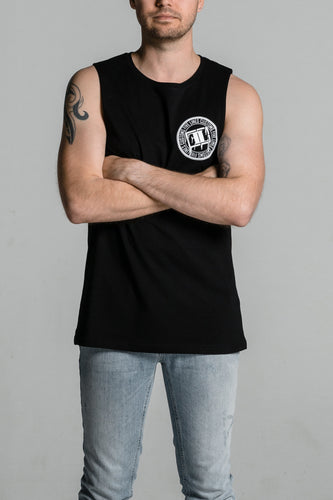 'The Beginning' Sleeveless T-Shirt - Black (Slim-Regular Fit)