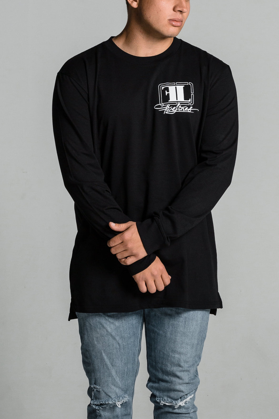 'Insight' Long Sleeve T-Shirt - Black (Relaxed Fit)